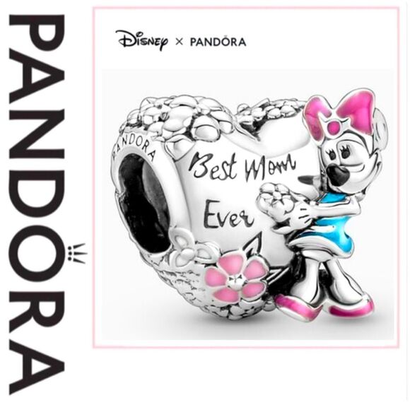 NWOT Pandora x Disney Best Mum Ever Minnie Mouse Heart Charm 791084C01 - Picture 1 of 15